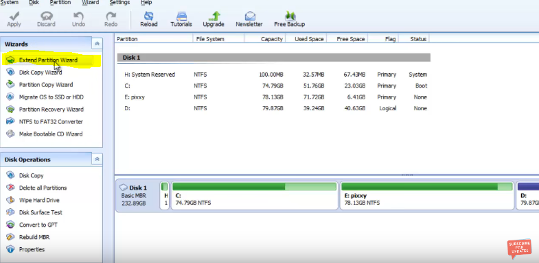 increase the size of hard drive partition